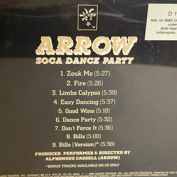 Arrow Soca Dance Party (CD, 1990) Mango 539 878-2 VG+ Reggae, Latin Album Music - Picture 3 of 7